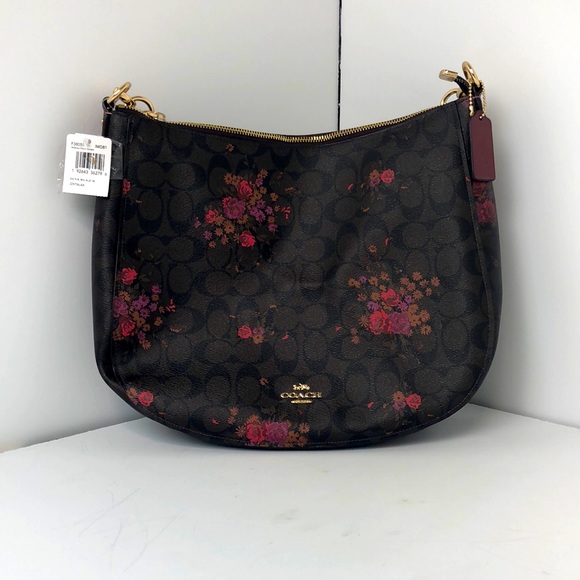 Coach Elle Hobo Signature Floral and Brown Handbag - Picture 1 of 10